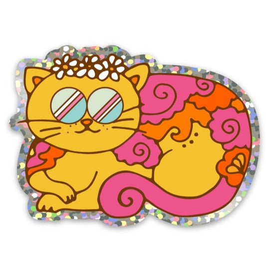 Disco Cat Glitter Sticker